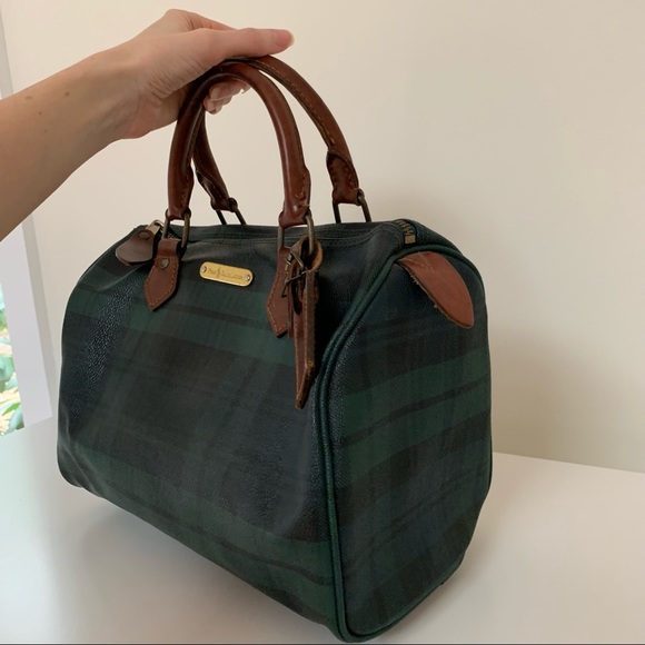 Vintage Polo Ralph Lauren Blackwatch Green Check Speedy Bag - Picture 2 of 14